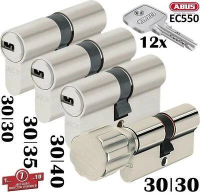 4x Zylinder Abus Schließanlage Wendeschlüssel Gleichschließend 1x Knaufzylinder