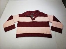 Wild Fable Womens Cropped Sweater Long Sleeve Striped Pink / Red Size S NWT