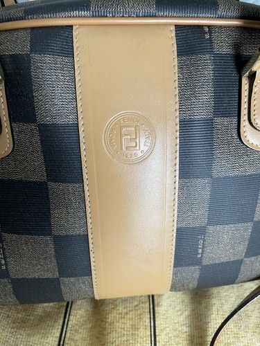 Vintage FENDI Purse Shoulder/Handbag Check Coated Canvas