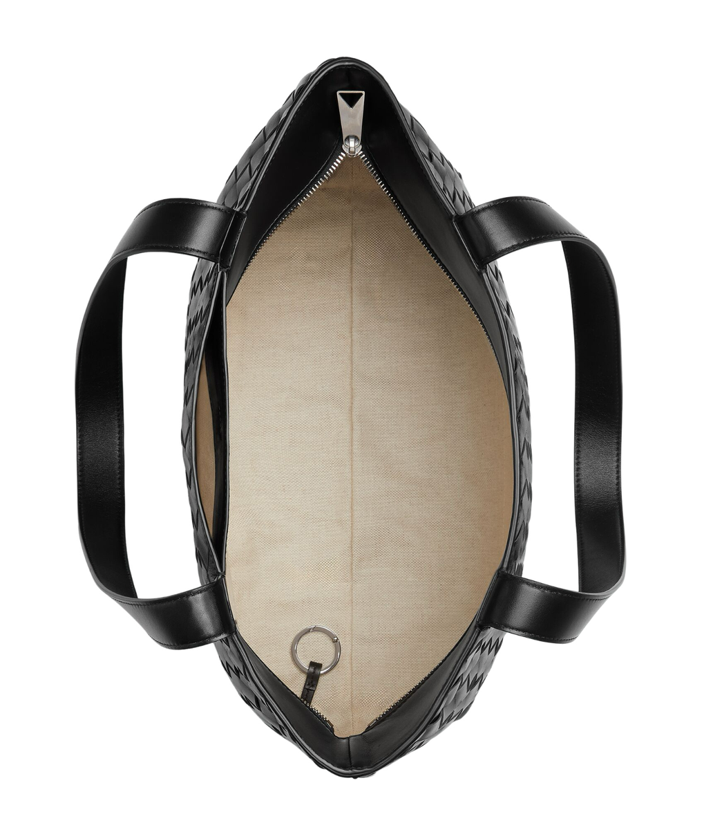 Bottega Veneta $4100 Black Intrecciato Leather Small Zipped Tote