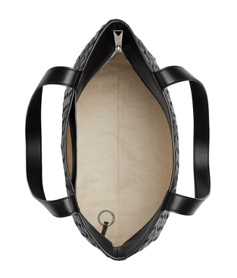 Bottega Veneta $4100 Black Intrecciato Leather Small Zipped Tote