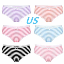 Women Stripe Cotton Knicker Panties Brief Anime Japanese Cosplay Underwear