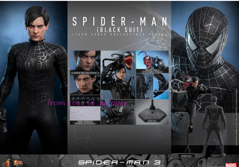 Perefect Hot Toys 1/6 Mms727 Spider-Man (Black Suit) Standard