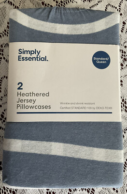 Bed Bath & Beyond Simply Essential Jersey Pillowcases Standard Set 2 Blue/St New
