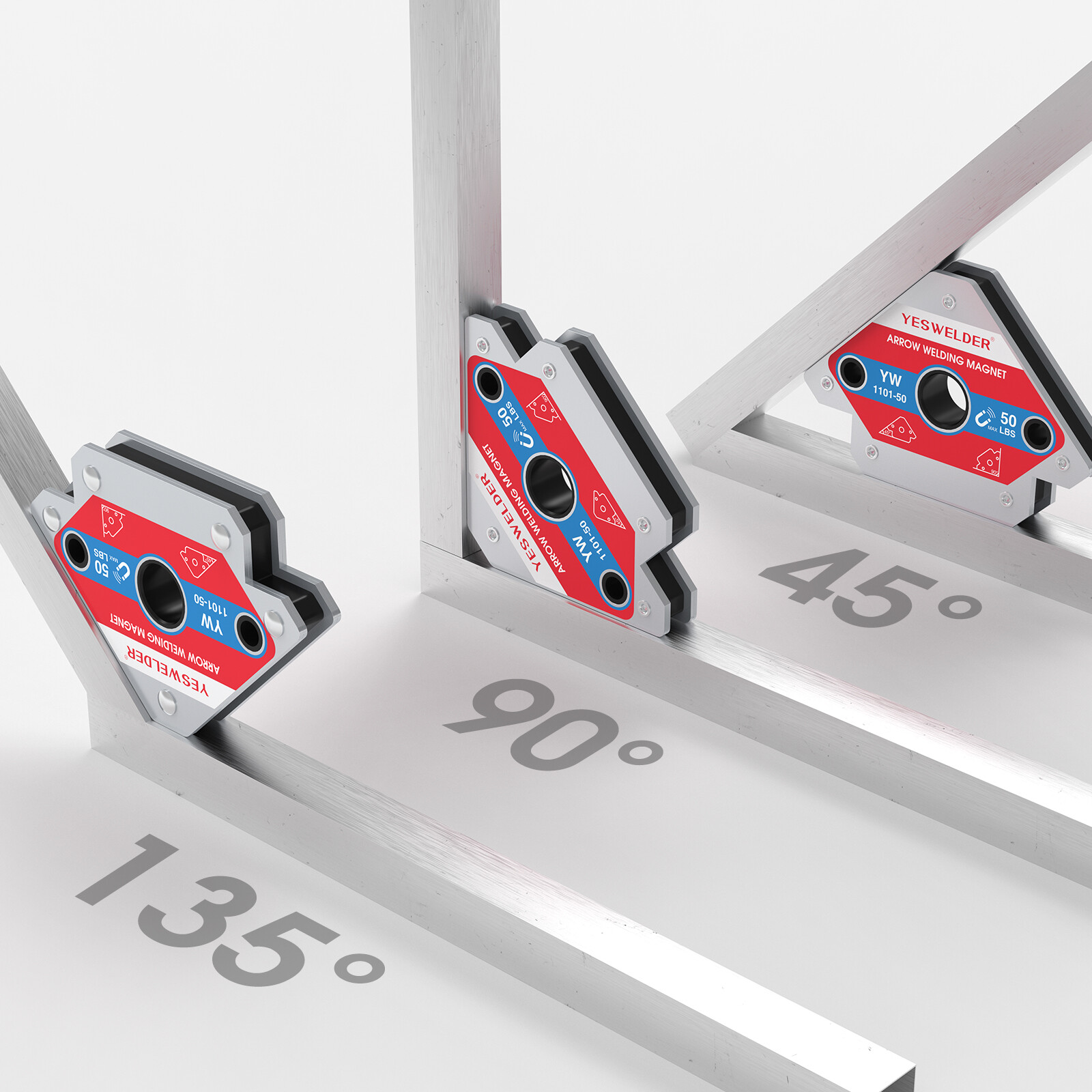 YESWELDER 4-Pack 50LB Welding Magnets - Heavy Duty Magnetic Holders