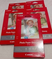 Lot of 5 Canon Photo Paper Glossy 4" X 6" 50 Sheets GP-701 Total 250 Sheets New
