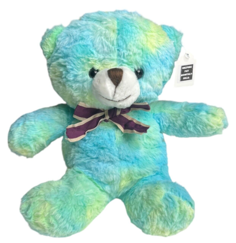 NEW Teddy Bear Plush Stuffed Animal Toy Tie Dye Rainbow Blue Green Yellow Multi - Picture 7 of 10
