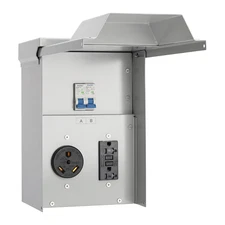 Temporary Power Outlet Panel, RV Panel Outlet with a 20, 30 Amp Receptacle Insta