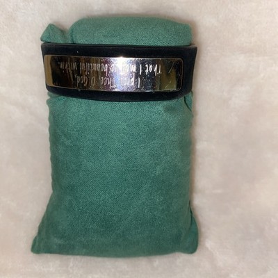 Rustic Cuff Black Suede Leather Silver Plate Engraved .5'' Wide Bracelet Retired