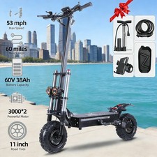 6000W 11" 53MPH 38Ah: Dual Motor Off-Road Adult E-Scooter, Zero Compromise