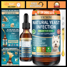 Natural Dog Yeast Infection Treatment - Itchy Skin Ear Relief, Allergy Support
