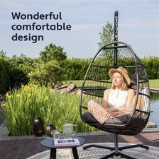 Vita5 Hanging Egg Chair Indoor&Outdoor - Swing Chair with Frame, dark grey 