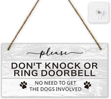 Dont Knock Sign for Front Door, Do Not Ring Doorbell Sign with a Hook, Dog Signs