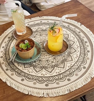 20 inch Round Placemat with Tassels Table Mat Mandala Dinning Table Mat Washa
