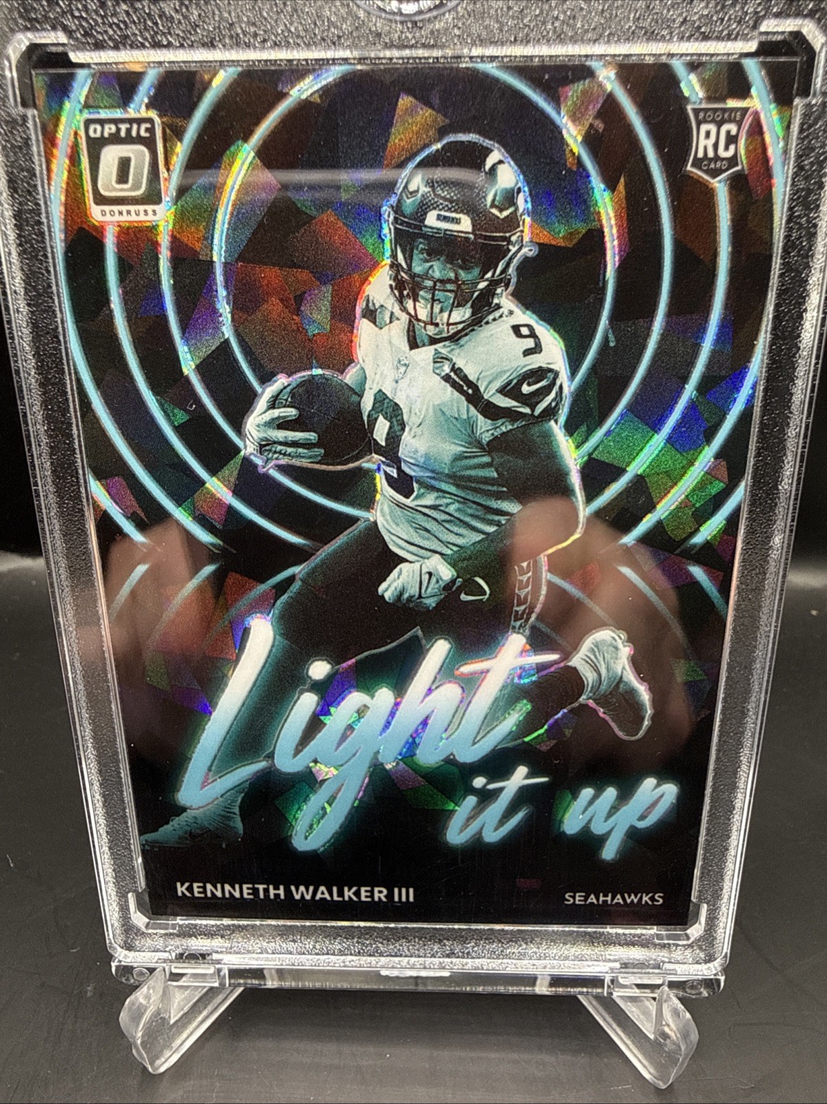 Kenneth Walker III 2022 Donruss Optic /15 Light it up Cracked Ice SP rookie MVP
