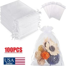 100Pcs Organza Gift Candy Sheer Bags Wedding Party Favor Decoration Pouches USA