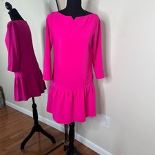 Victoria Beckham X Target Fuchsia Jacquard Drop Waist Hot Pink Dress Size XS