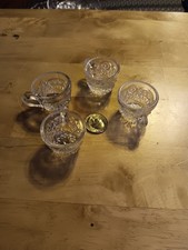 set of 4 miniature glass teacups westmoreland glass thumbelina whirligig. 674