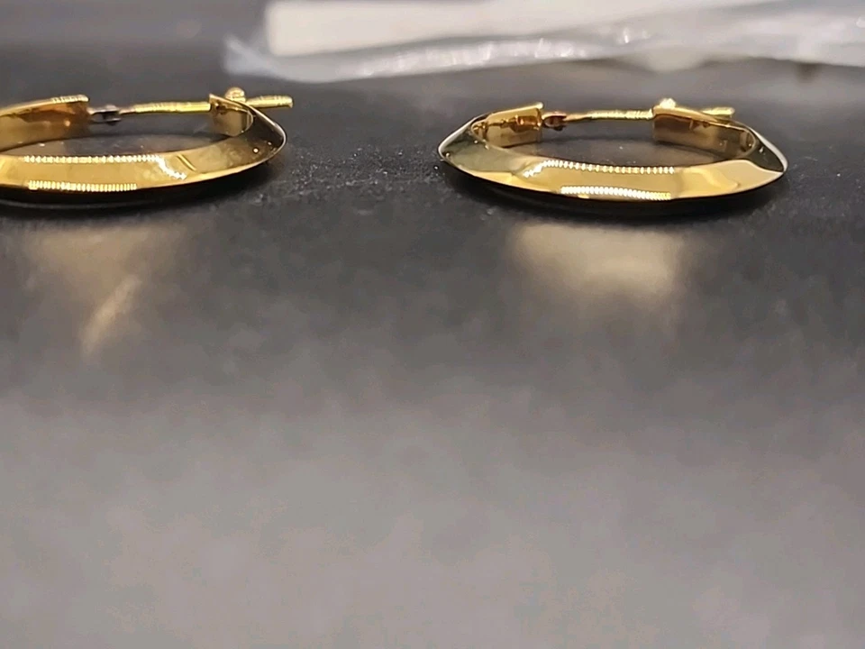 Veronese 18K 黄金包银空心 1.25 英寸环状耳环 QVC 全新 — 第 2/4 张图片