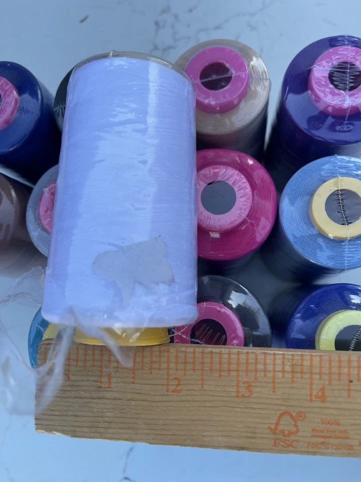 Clearance SALE Lot Box of 12 Big Spools Sewing Thread T27 Quality Assorted Color - Image 3 of 4
