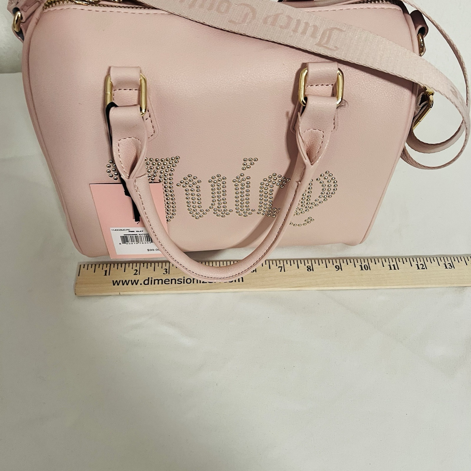 Juicy Couture Pink Satchel Crossbody Diamond Embellishment Name Thick Strap NWT image 7