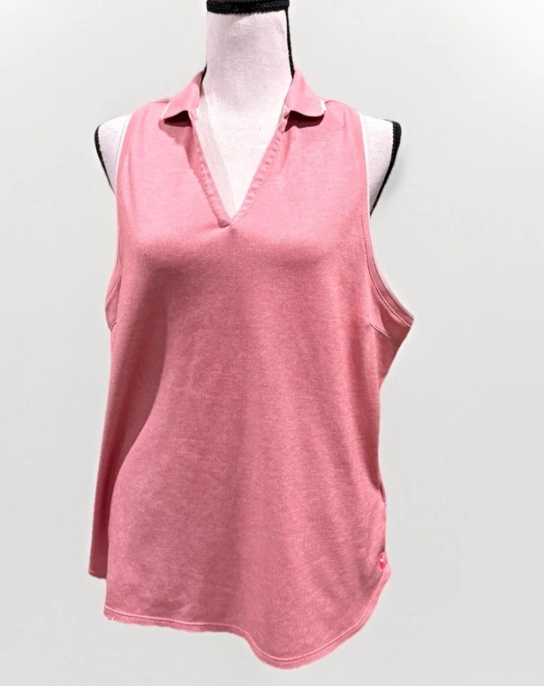 Women's PUMA Golf Cloudspun Coast Sleeveless Pink Polo Pocket Comfort Sz XL NWT