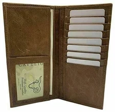 Genuine Leather Long Bifold Checkbook Cover Wallet Multi Card Pocket Holder USA