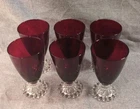 Vtg MCM Anchor Hocking Glass Goblet Boopie Berwick Hopnail Ruby Red Wine Water
