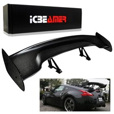 Jdm Real Carbon Fiber Gt Style 57 Racing Rear Back Spoiler Wingbrackets H60