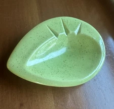 Vintage MCM Retro Mod Ashtray Dish Green Handmade Speckled Ceramic Atomic Art