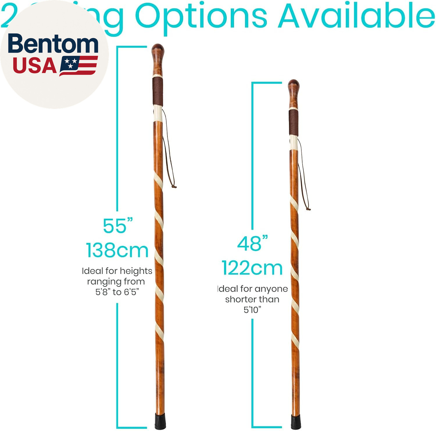 Wooden Walking Stick - Willow Cane for Seniors Hiking & Balance - Heavy Duty Car