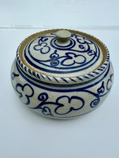 Beautiful Blue & Cream Short Canister Unique No Chips or Cracks Perfect Height