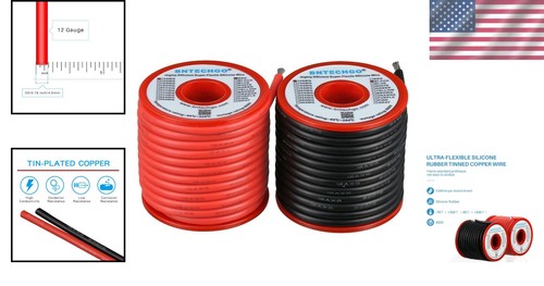 Durable 12 Gauge Silicone Wire Spool 50ft Total – Red & Black for Easy Wiring - Picture 2 of 11