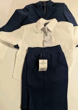 NWT Nautica Boys 4-Piece Suit Set 2T Navy Blue Blazer Shirt Tie Pants Formal