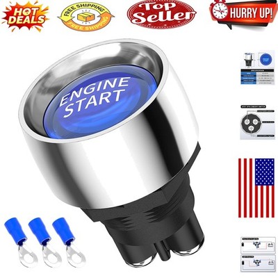 12V 50A Blue LED Push Button Starter Switch for Marine & Racing Vehicles