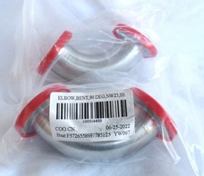 Lot of 2 - MKS 100314403 90 Deg NW25 SS Elbow Fitting ISO-KF Flange * New
