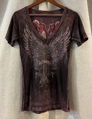 Sinful By Affliction T-Shirt Women's Size Medium USA Y2K Grunge