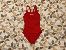 Arena Womens Max Life Swimsuit UK 8 Red Solid Swim Pro Brand New With Tags