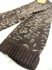 Leg Warmers w A Silver Leopard Print Design in BROWN By CC Exclusives NWT Womens