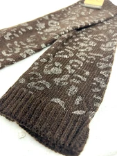 Leg Warmers w A Silver Leopard Print Design in BROWN By CC Exclusives NWT Womens