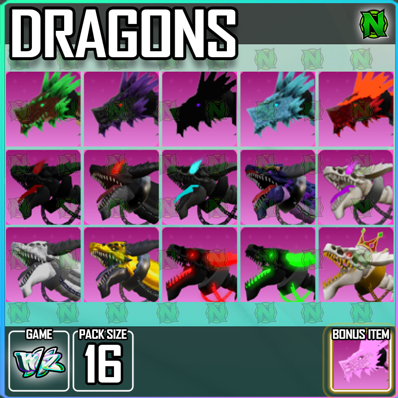 Roblox World Zero WZ - 16 PACK - MOUNTS - DRAGONS + FREE