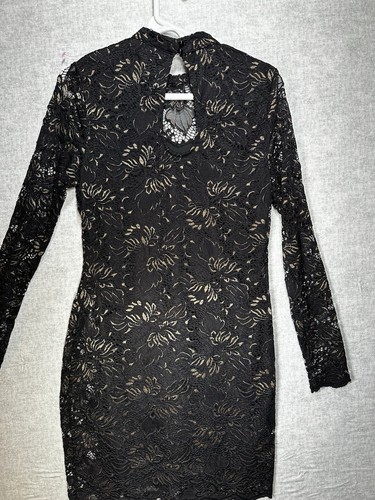 Vestito Body Bambina Materiale Nero e Oro Maniche Lunghe Maglia Pizzo Taglia Large - Foto 9 di 9