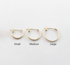 14k Yellow Gold Hoop Earrings Small Medium Large