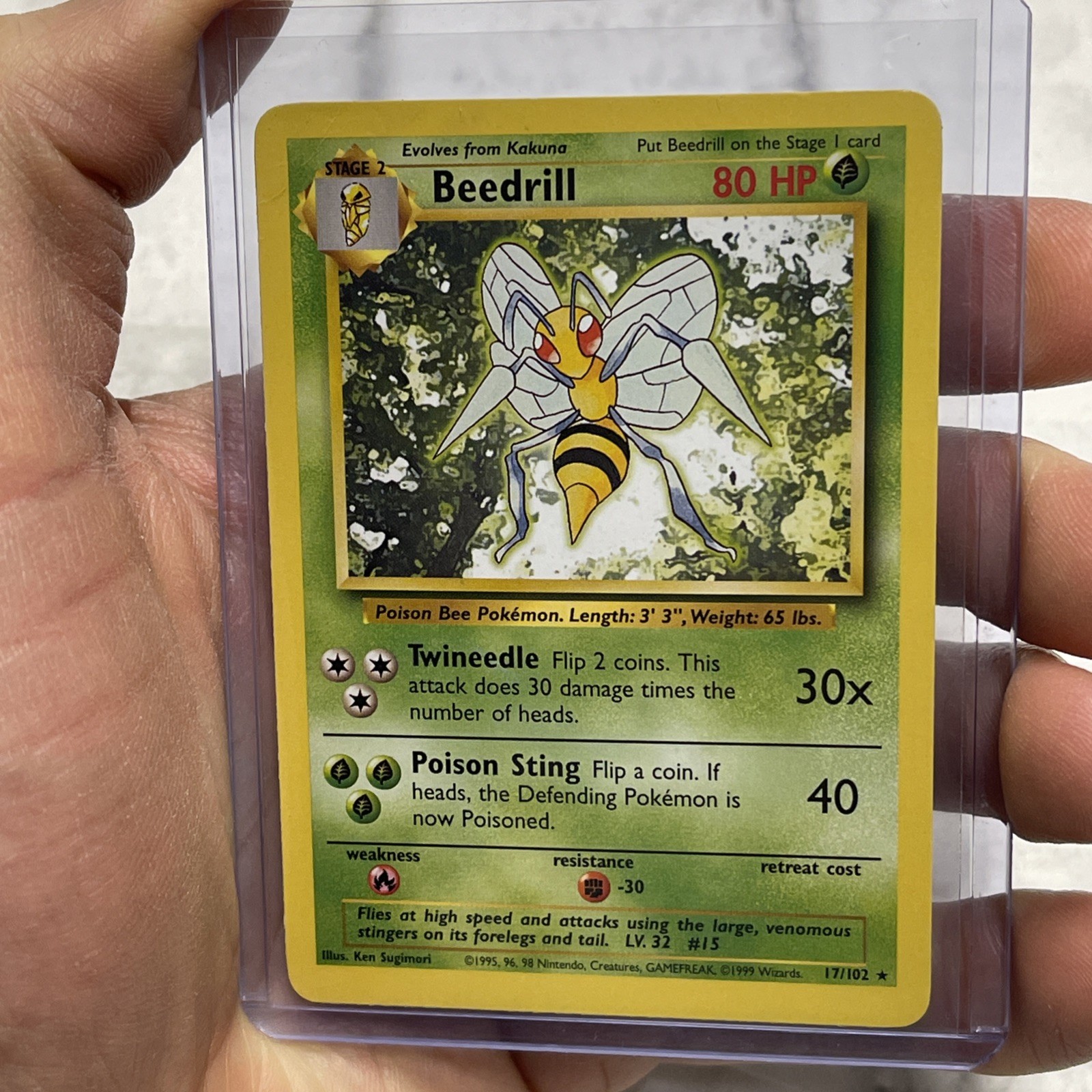 Pokemon Regular Beedrill - 17/102 - Rare - Unlimited MP+ Moderately Played Card