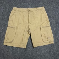 Vintage Nike Mens Cargo Shorts Size 36 Tan Beige Ripstop Embroidered Swoosh Y2K