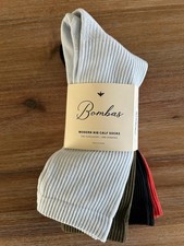 Bombas Lightweight Modern Rib Calf Socks Blue Red Olive Black 4 Pair New Size L