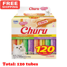 INABA Churu Lickable Creamy Puree Cat Treats, Chicken Variety , 120 Tubes