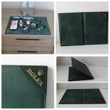 ROLEX Watch Counter Presentation Display Tray Authentic ROLEX Green Leather