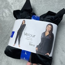 Felina Women's L Velour Hoodie Jogger Set Black H0506