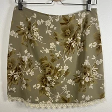 VTG A. Byer Floral Mini Skirt Lace Trim Y2K Sz. 13 LRG Cottage Boho Preppy USA